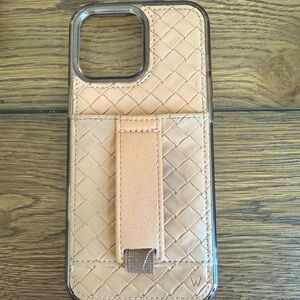 Woven Tan Phone Case with Stand for iPhone 16 pro max